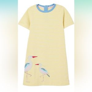 Joules Girls Size 4 Rosalee Short Sleeve A-Line Dress Yellow White Stripe NWT